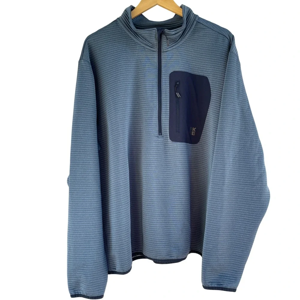 Alaskan Hardgear Duluth Trading Co 2XL Blue Ribbed Quarter Zip Pullover 90767